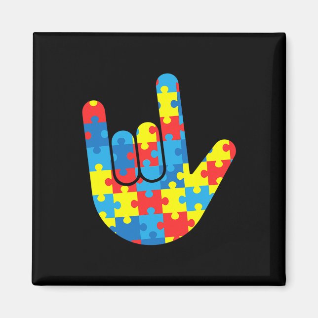 Aimant Love Sign Language Autism Cadeau de sensibilisatio (Devant)