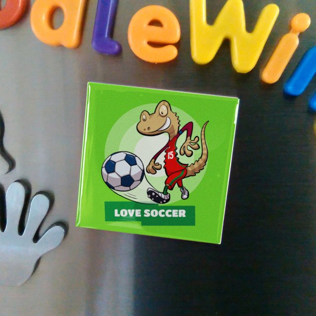 Aimant Love Soccer mignon Gecko Drôle Joueur de football (Créateur téléchargé)