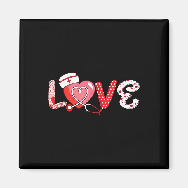 Aimant Love Stethoscope Infirmière Vie Saint Valentin Inf (Devant)