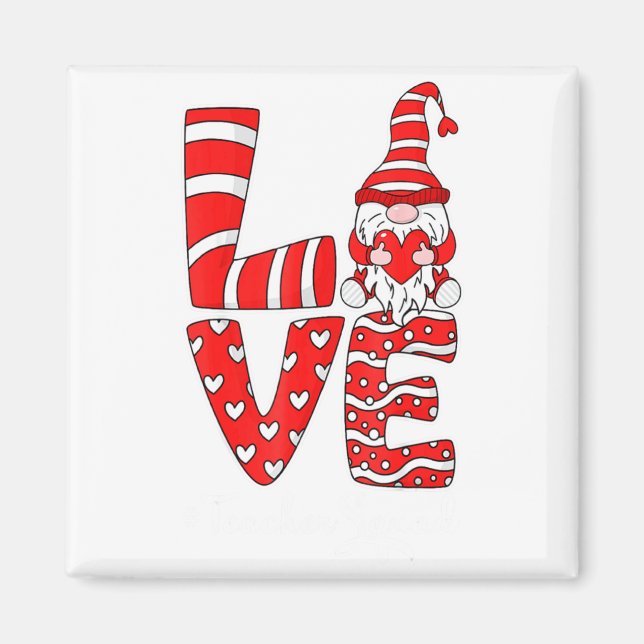 Aimant Love Teacher Squad Gnome Hearts Valentines Gnome T (Devant)