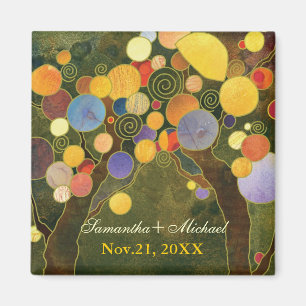 Aimant Love Trees Olive Green Wedding Sauvez la date