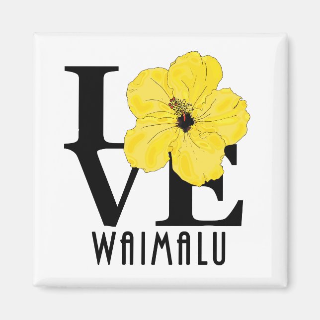 Aimant LOVE Waimalu Hibiscus jaune (Devant)