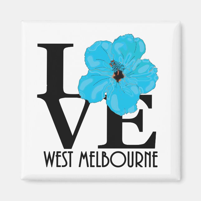 Aimant LOVE West Melbourne (hibiscus bleu) (Devant)