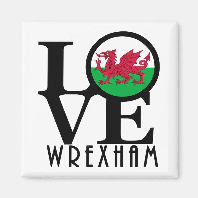Aimant LOVE Wrexham Wales (Devant)