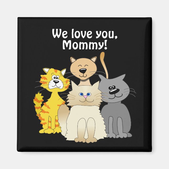 Aimant Love You Cat Maman Beaucoup de mignons chats en de (Devant)