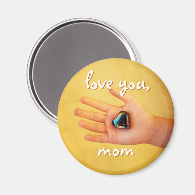 Aimant Love You Mom La main de l'enfant Holding Blue Hear (Recto/Verso)