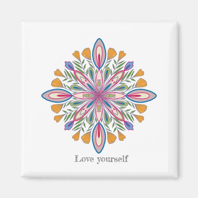 Aimant Love Yourself Mandala Floral (Devant)