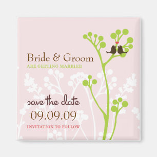 Aimant Lovebirds (Blush Pink) Enregistrer la date