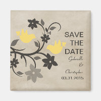 Lovebirds de la flore jaune Enregistrer l'aimant d