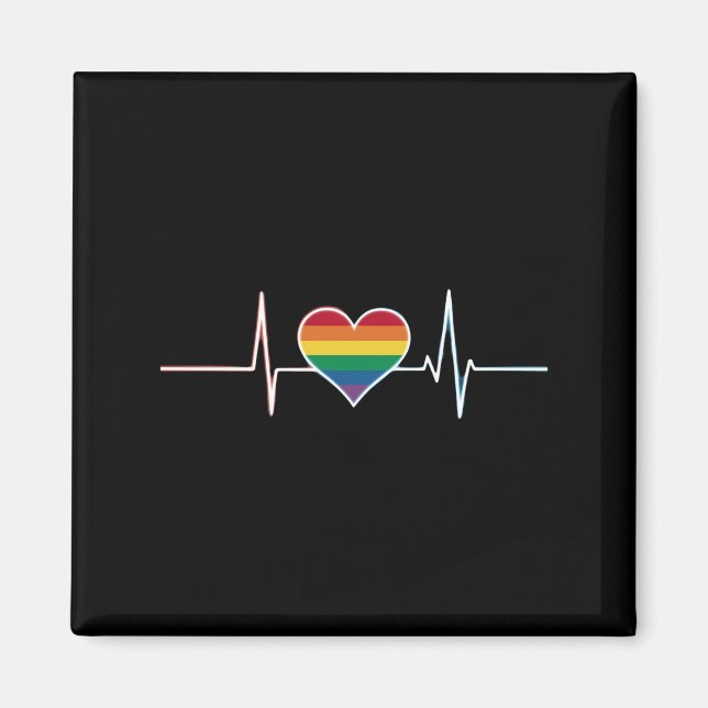 Aimant Lovely LGBT Gay pride Heartbeat Lesbian Gays Love (Devant)