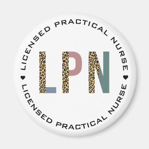 Aimant LPN Licence Pratique Infirmière Leopard Typographi