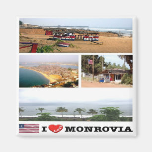 Aimant LR - Liberia - Monrovia - I Love - Collage Mosaic