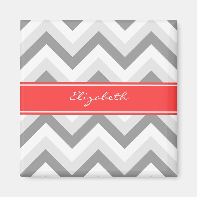 Aimant Lt Grey Med Grey Blanc Chevron Nom du corail Monog (Devant)