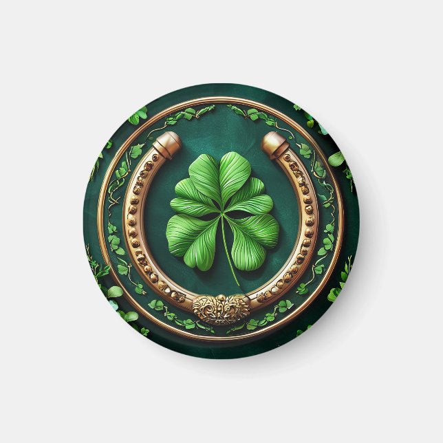 Aimant Lucky Horseshoe et Clover Design (Devant)