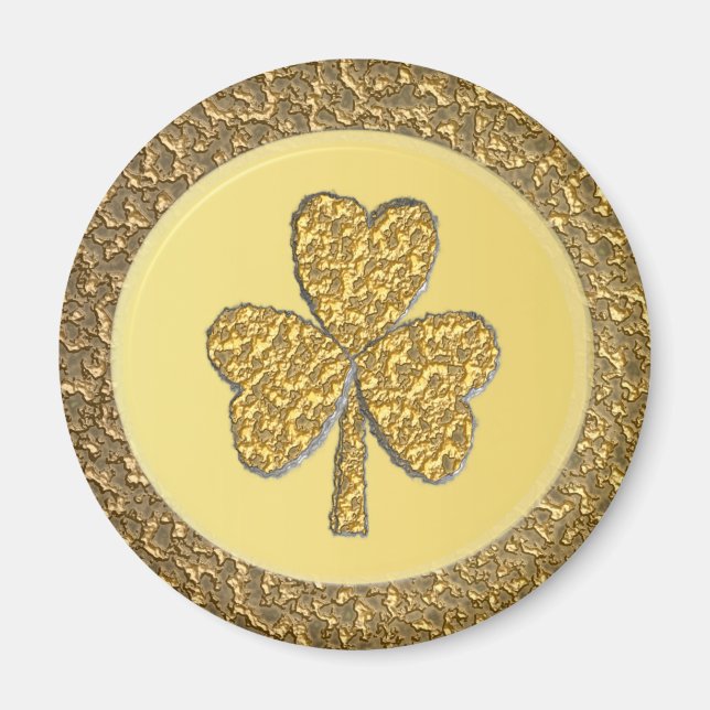 Aimant Lucky Irish Shamrock Gold Coin (Devant)
