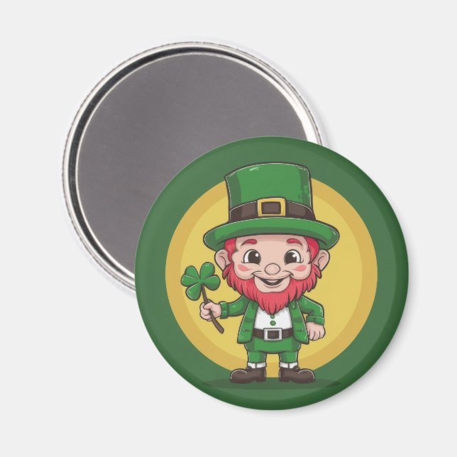 Aimant Lucky Leprechaun et trèfle (Recto/Verso)