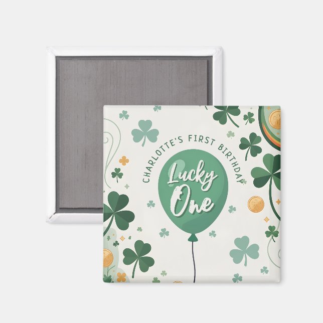 Aimant Lucky One 1st Birthday St Patricks Day Clover (Recto/Verso)