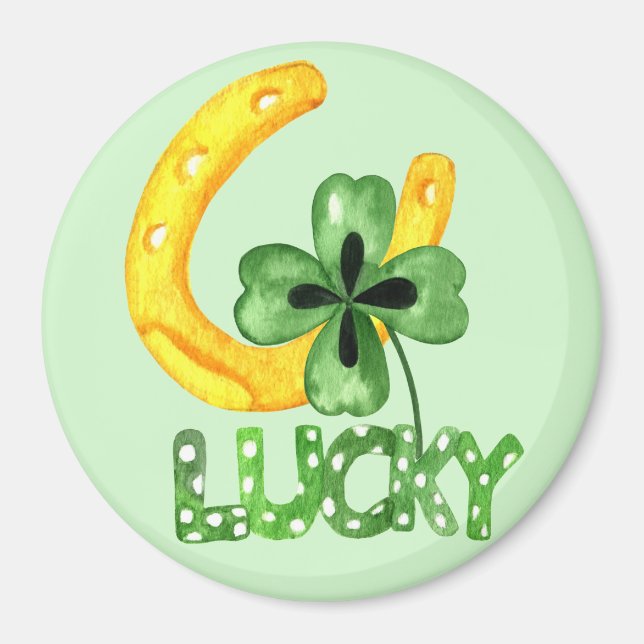 Aimant Lucky Shamrock & Horseshoe (Devant)