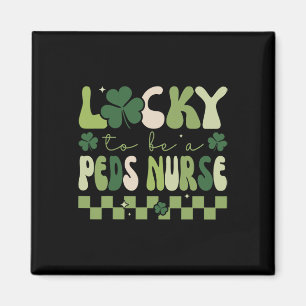 Aimant Lucky To Be A Peds Nurse Super Retro St Patrick's