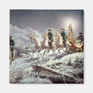 Aimant Ludwig II de la Bavière Sleighing la nuit