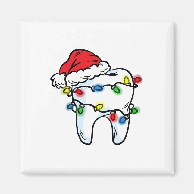 Aimant Lumière de Noël Dent Chapeau de Père Noël Dentiste (Devant)