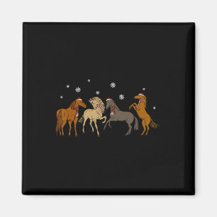 Aimant Lumière de sapin de Noël Cheval Santa 