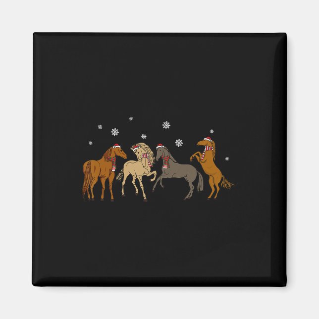 Aimant Lumière de sapin de Noël Cheval Santa  (Devant)