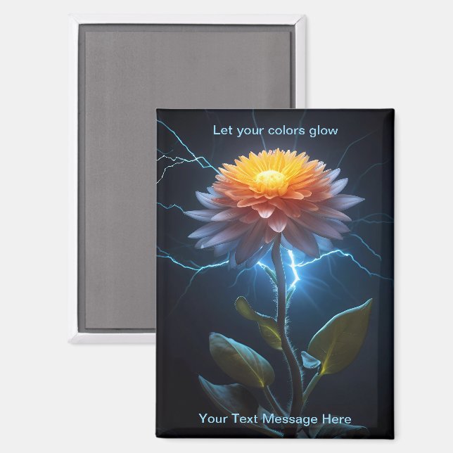 Aimant Lumière Fleur de néon rayonnant (Recto/Verso)