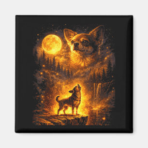Aimant Lumière lunaire vintage chien drôle chihuahua hurl