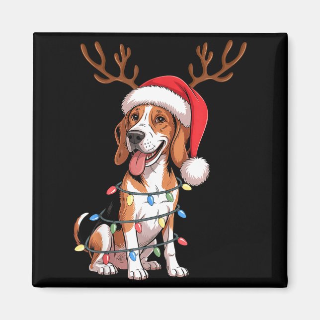 Aimant Lumières de Noël de chien de Coonhound de Walker a (Devant)