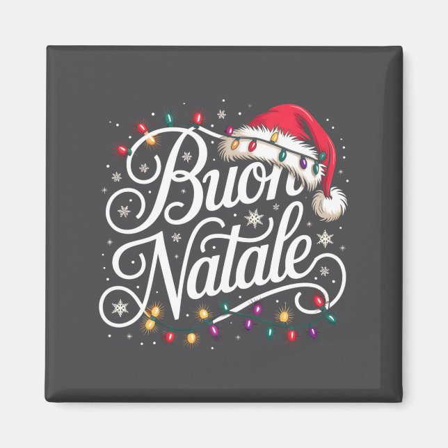 Aimant Lumières de Noël de Famille Italienne Chapeau Roug (Devant)