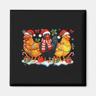 Aimant Lumières de Noël drôles de poulet d'animal de ferm