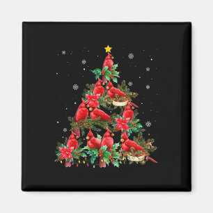 Aimant Lumières de Noël vintage Cardinal Oiseaux Arbre Dr
