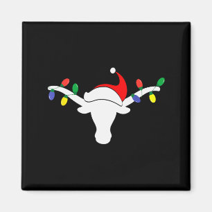 Aimant Lumières de Noël White Longhorn Chapeau de Santa C