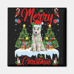 Aimant Lumières Sapin Noël Père Noël Husky Sibérien Chien