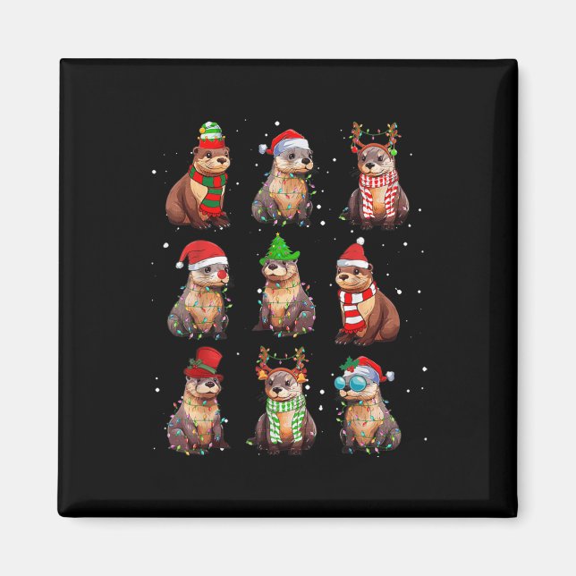 Aimant Luminaires de Noël Loutres Décoration Drôle Loutre (Devant)