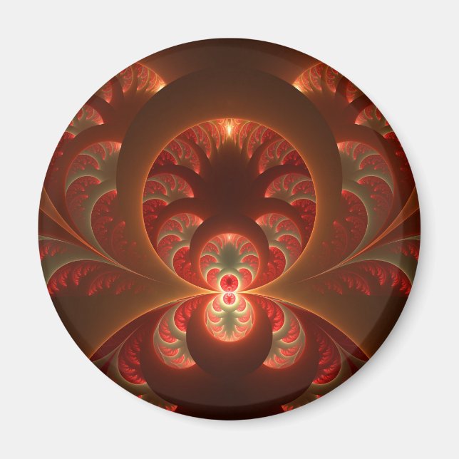 Aimant Lumineuse Abstrait moderne orange rouge fractal (Devant)