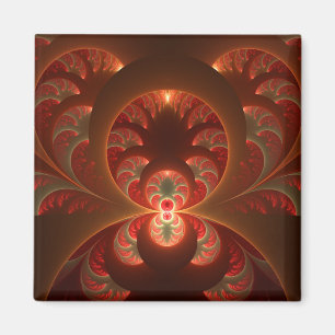 Aimant Luminous Abstract Modern Orange Red Fractal