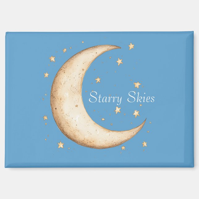 Aimant Lune Étoiles Cieux Or Aqua (Recto)