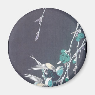 Aimant Lune, hirondelles et fleurs de Pêche vers 1850