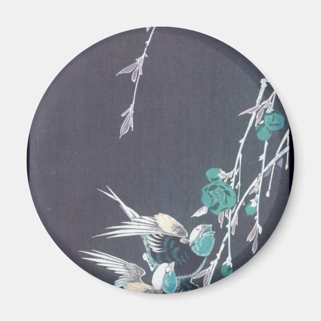 Aimant Lune, hirondelles et fleurs de Pêche vers 1850 (Devant)