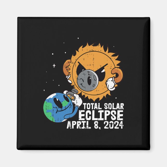 Aimant Lune Soleil Total Éclipse Solaire 8 avril 2024 Tot (Devant)