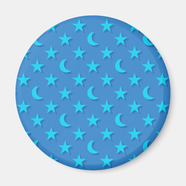 Aimant Lunes bleues et étoiles motif (Devant)