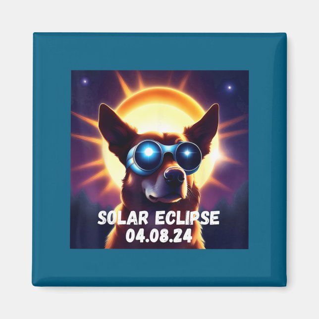 Aimant Lunettes de l'éclipse solaire totale de chien mign (Devant)