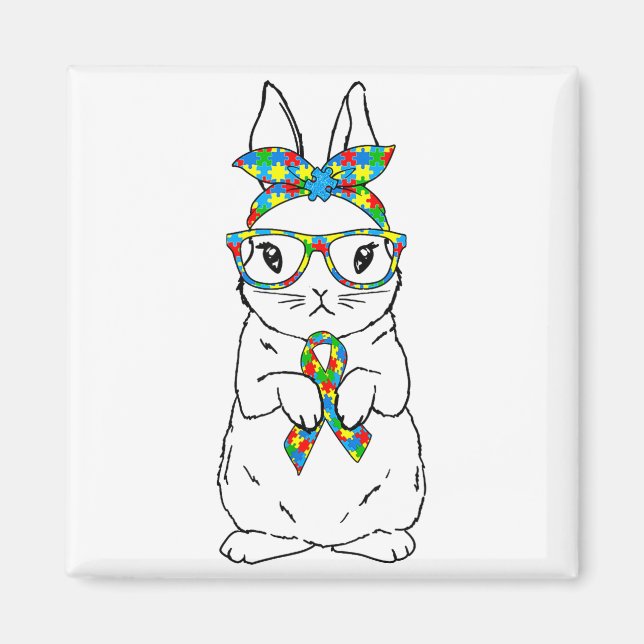 Aimant Lunettes de sensibilisation à l'autisme de lapin m (Devant)