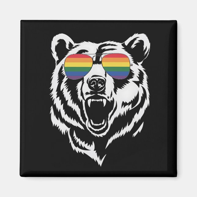 Aimant Lunettes de soleil arc-en-ciel drapeau de la fiert (Devant)