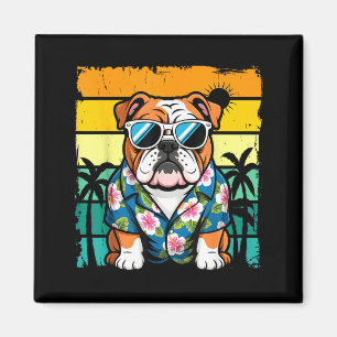 Aimant lunettes de soleil bouledogue anglais plage hawaïe