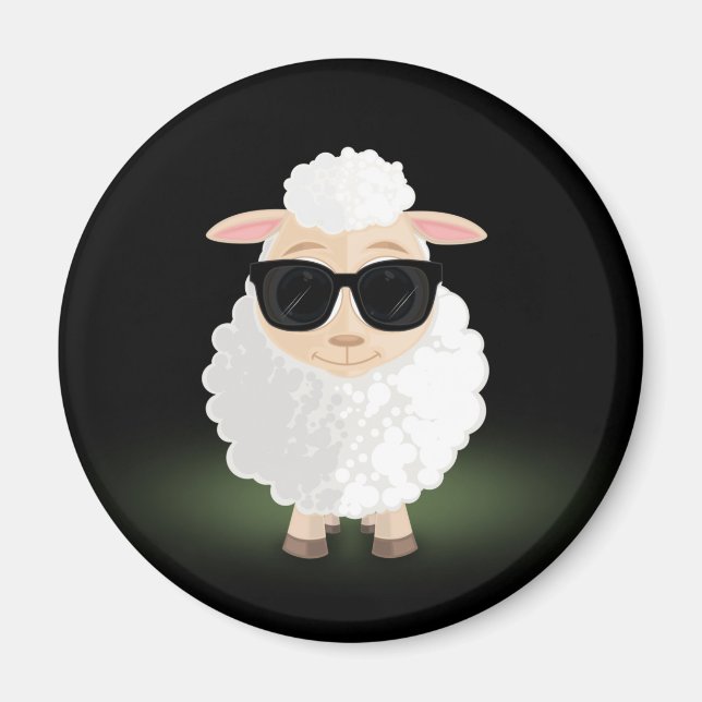 Aimant Lunettes de soleil Cool Sheep Néon Vert Dessin Ani (Devant)