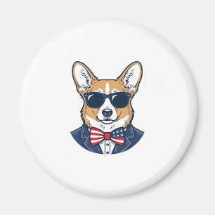Aimant Lunettes de soleil Corgi patriotiques Art vectorie