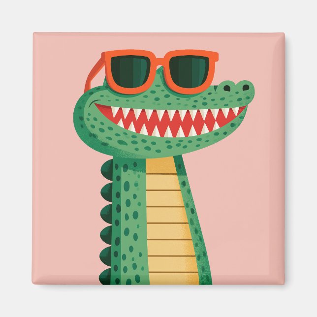 Aimant Lunettes de soleil de crocodile drôle Mignon anima (Devant)